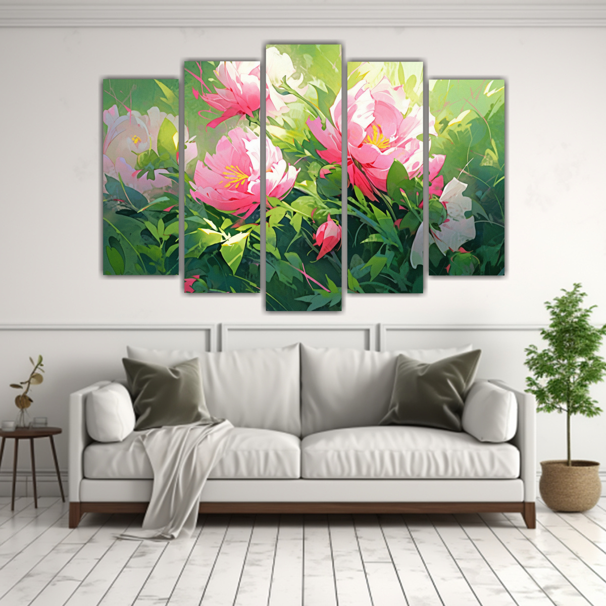 pintura-de-flores-verdes-y-magentas-en-lienzo-artes-de-pared-actuales-1