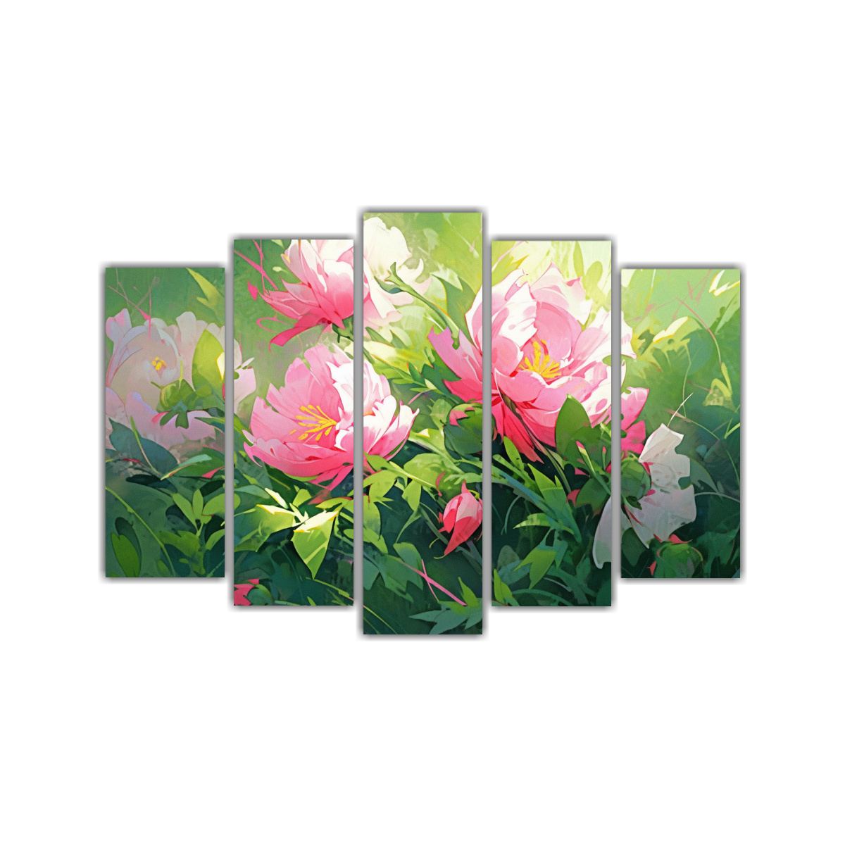 pintura-de-flores-verdes-y-magentas-en-lienzo-artes-de-pared-actuales