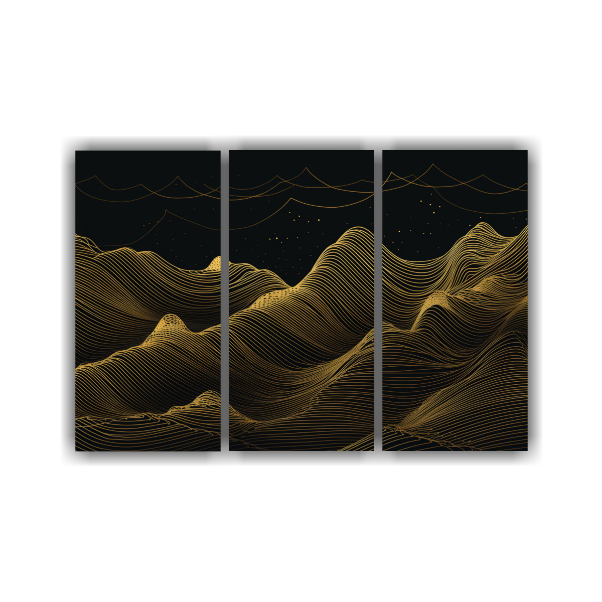 pintura-de-monta-as-en-lienzo-negro-y-dorado-con-l-neas-finas-