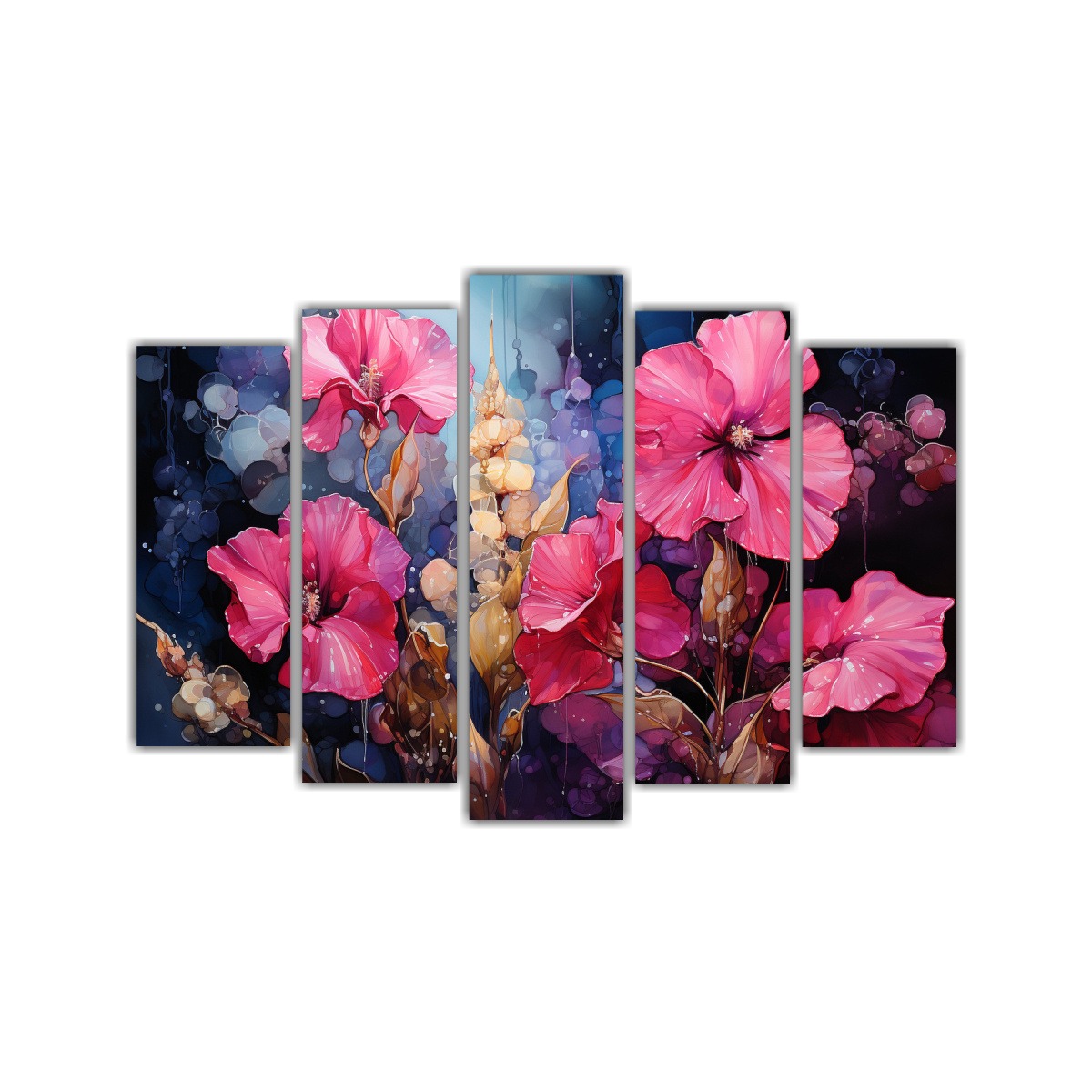 pintura-de-pared-rectangular-con-granos-de-amaranto-en-colores-oro-y-rosa