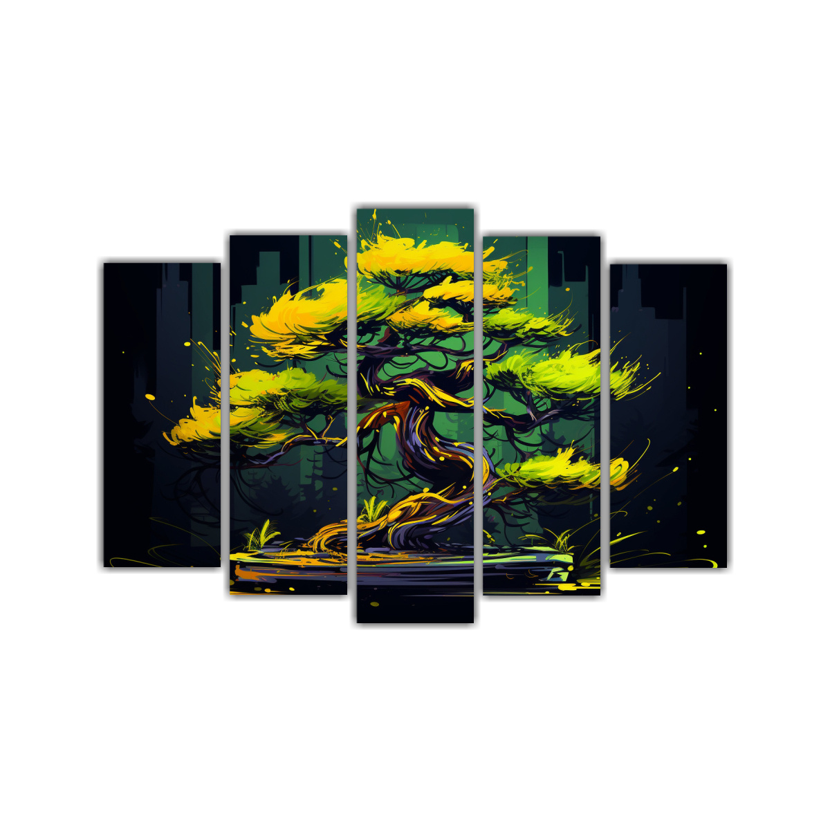 pintura-decorativa-de-escena-neonoir-con-bons-i-en-tonos-amarillo-y-verde-