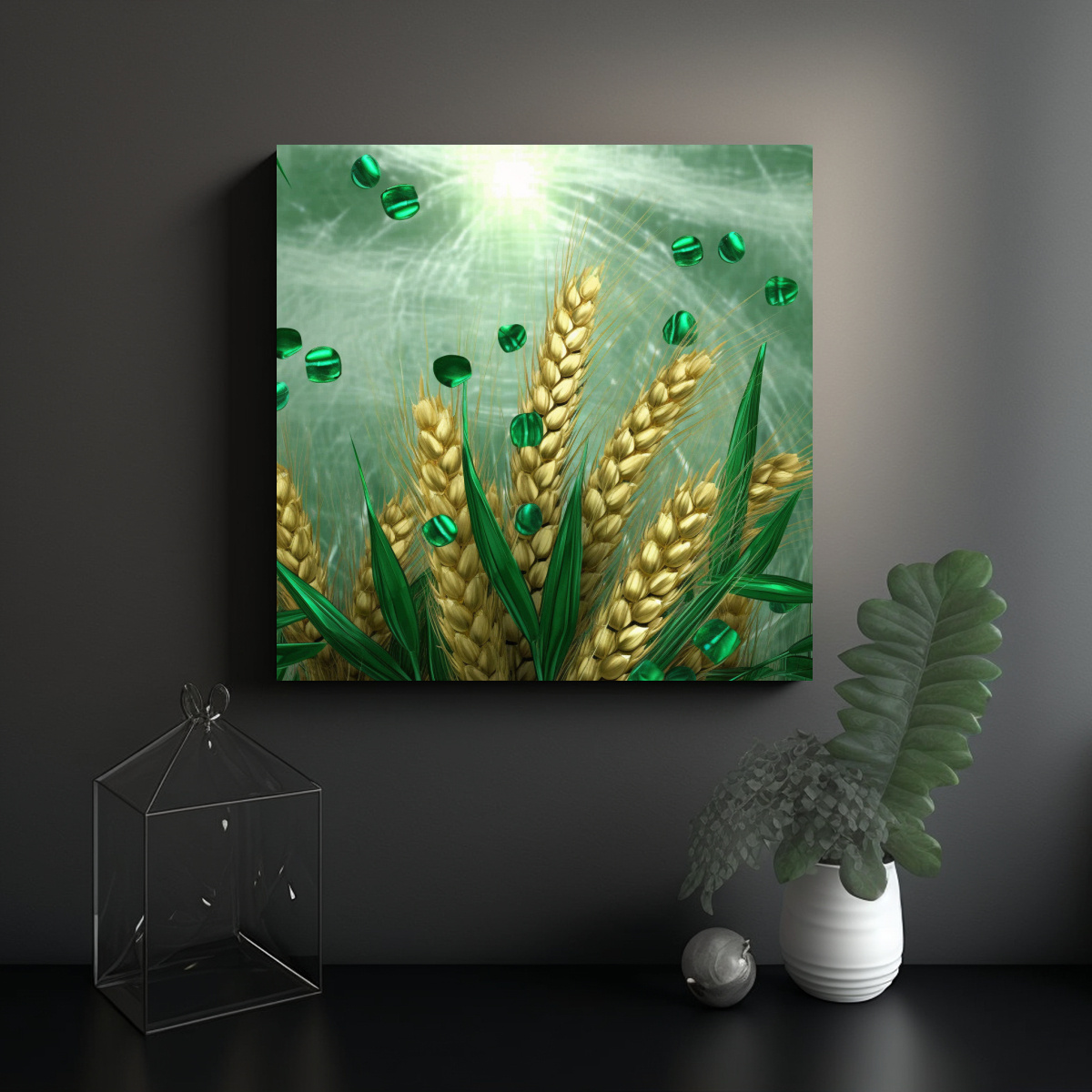 pintura-decorativa-tela-con-granos-de-trigo-met-licos-de-esmeraldas-en-fondo-c-smico-1