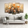 pintura-en-lienzo-de-flores-amarillas-y-naranjas-en-cinco-artes-modernos-1