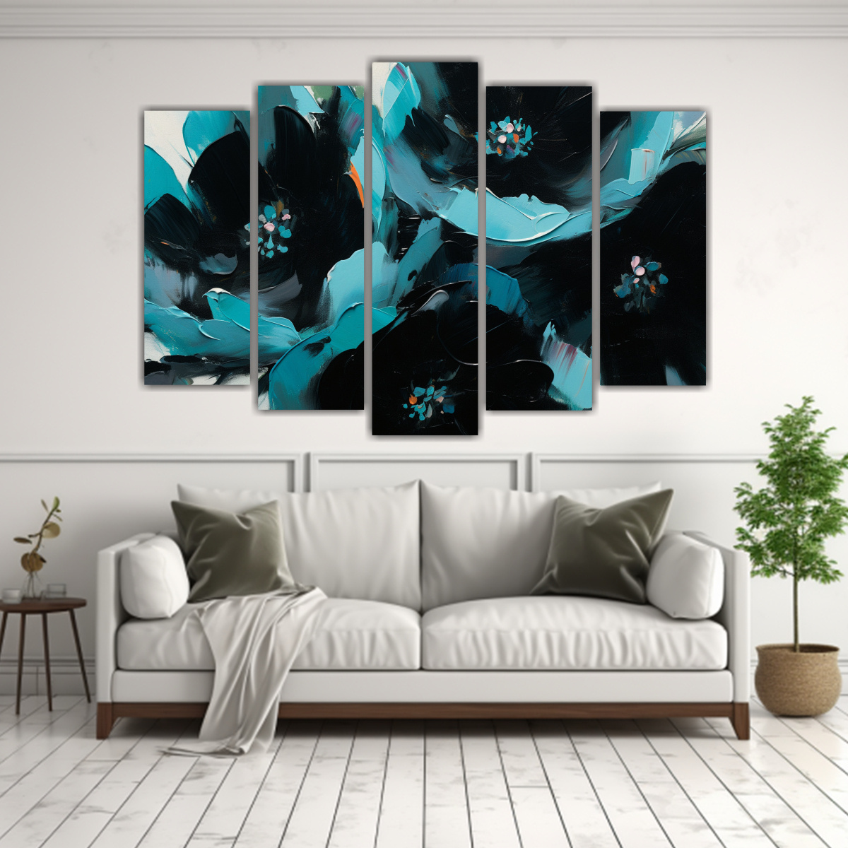pintura-floral-cl-sica-en-lienzo-turquesa-y-negro-1