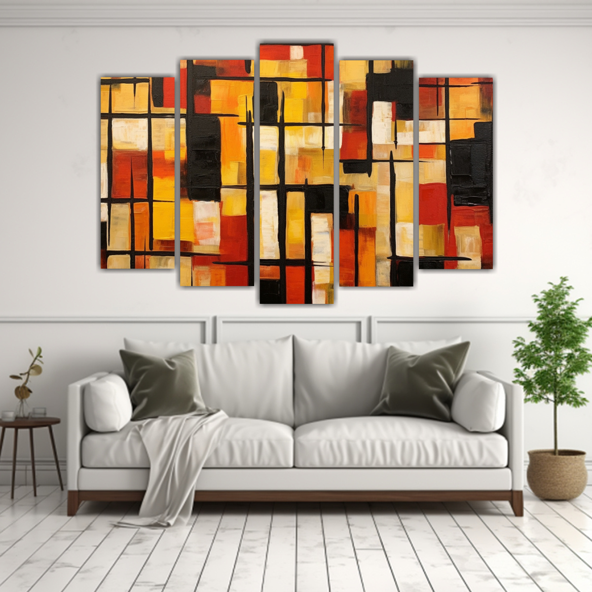 pintura-grande-de-rayas-rojas-amarillas-marrones-para-decoraci-n-1-1