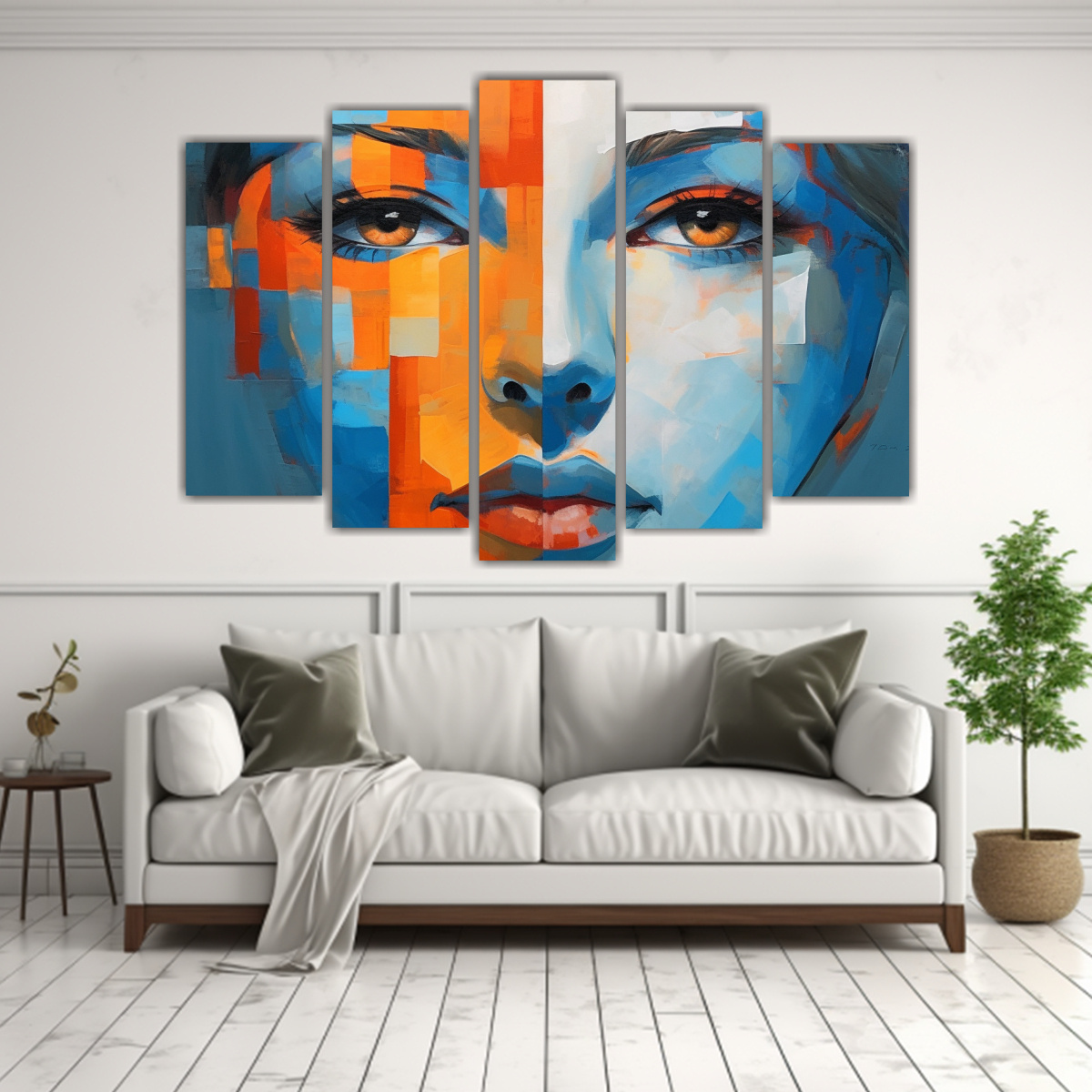 pintura-lienzo-mujer-rostro-azul-naranja-decorativo-conceptual-1
