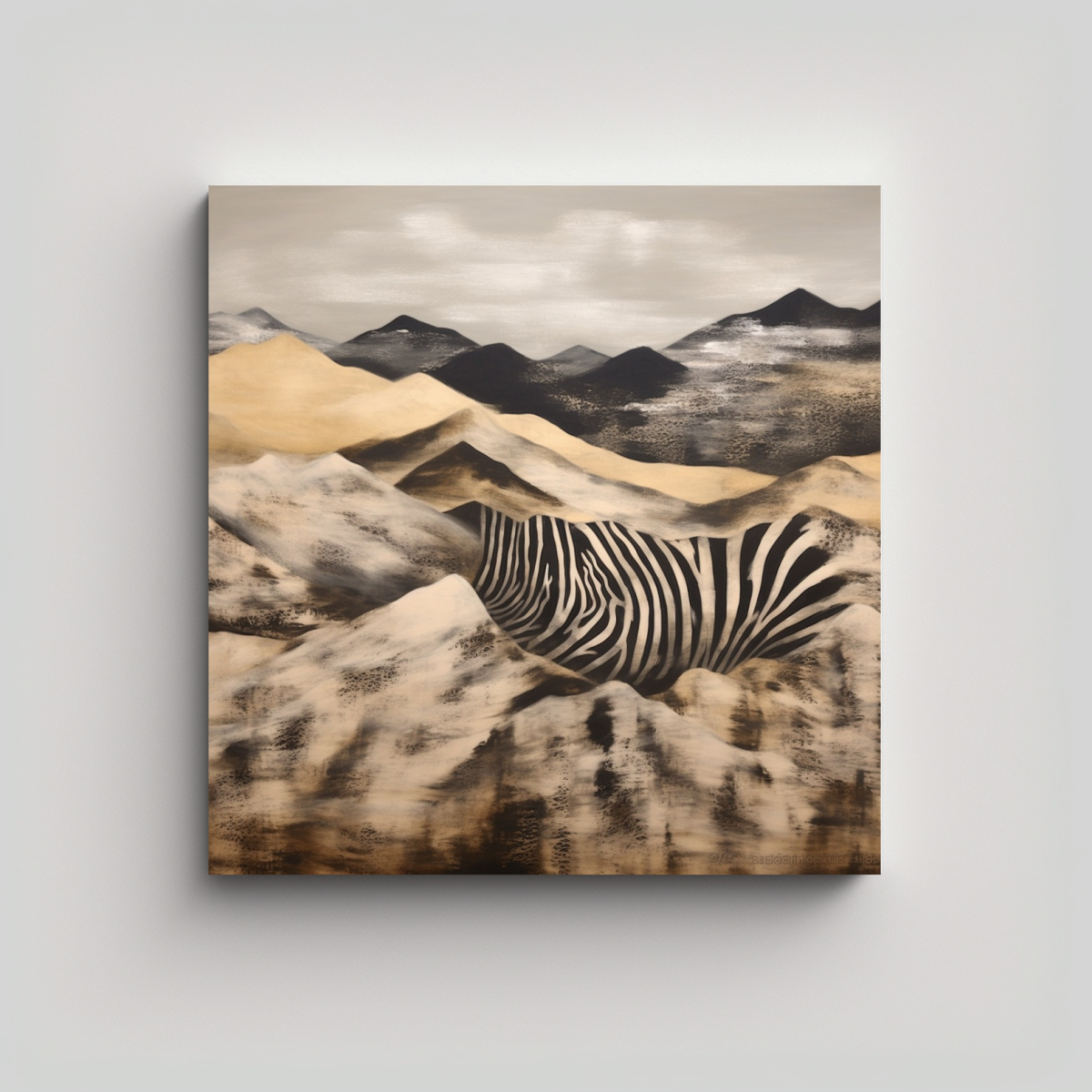 pintura-moderna-cl-sica-en-lienzo-negro-blanco-y-marr-n-con-monta-as-doradas