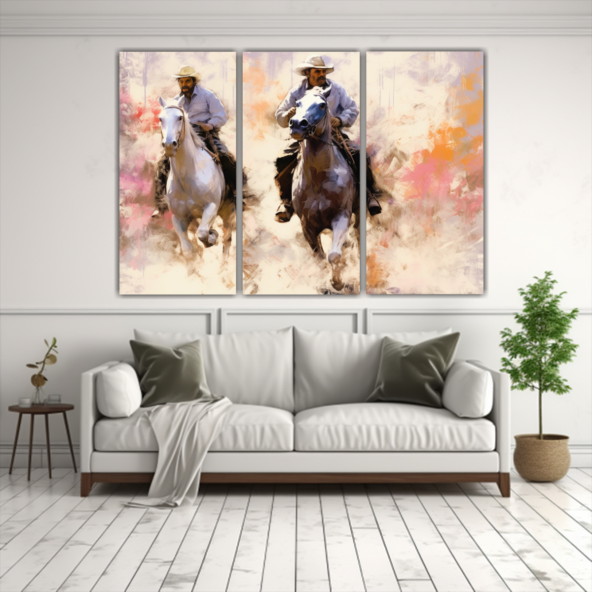 pintura-moderna-impresionista-de-tres-hombres-en-caballos-blancos-1