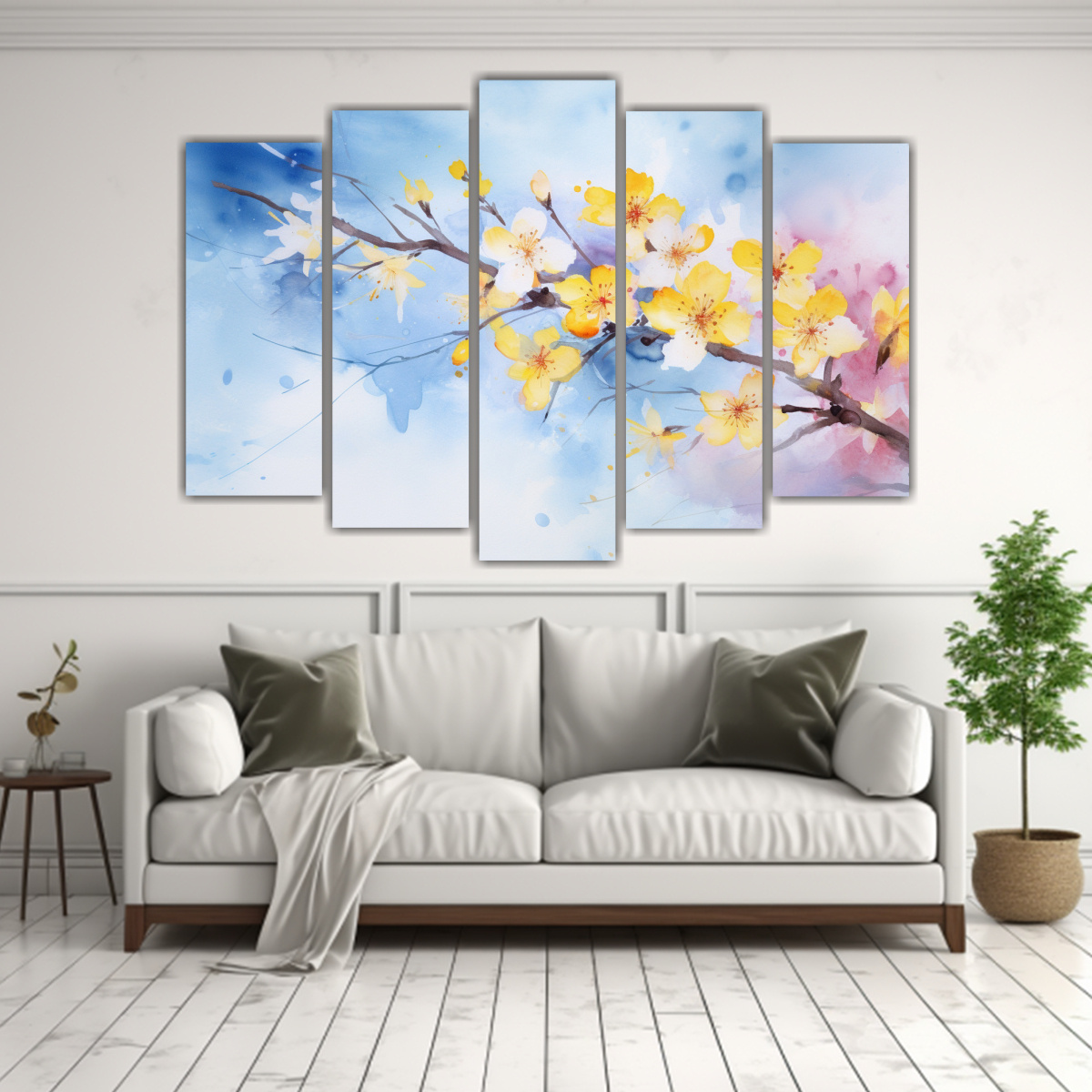 pinturas-abstractas-brillantes-de-cerezo-amarillo-y-azul-1