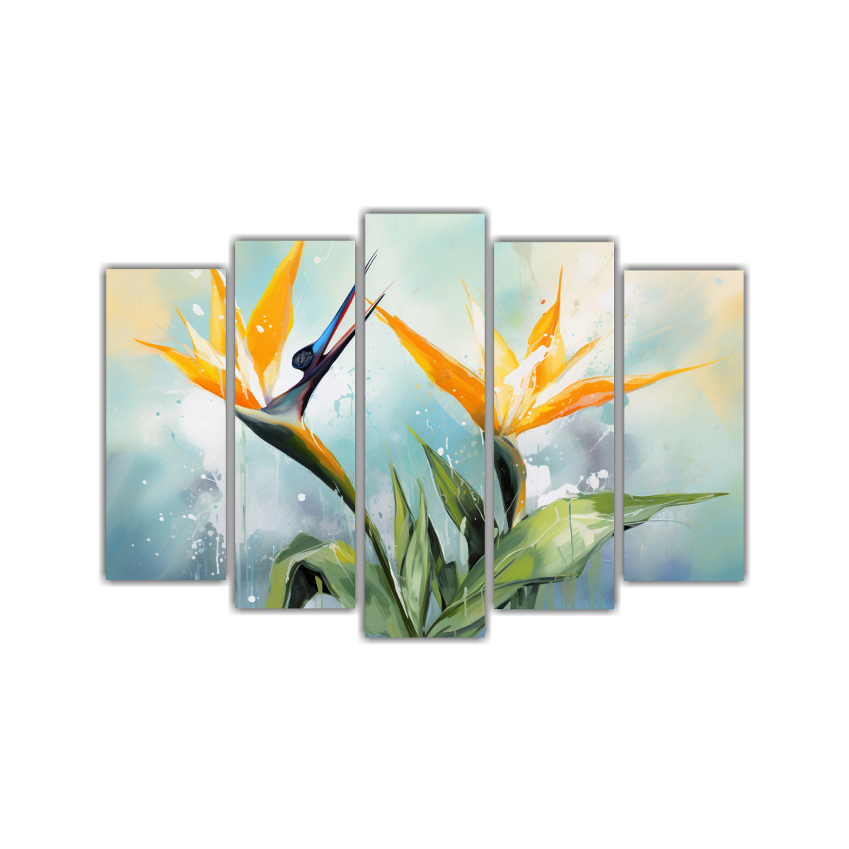 pinturas-abstractas-de-aves-del-para-so-en-amarillo-y-blanco