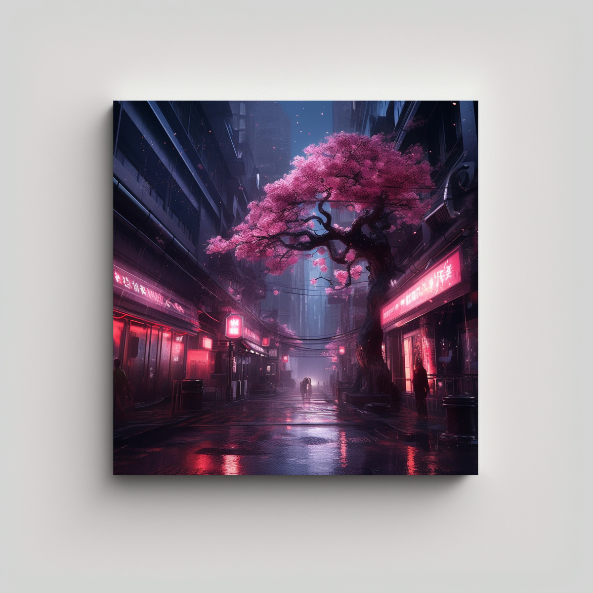pinturas-de-decoraci-n-con-elegancia-creativa-de-cerezos-ciberpunk-esparcidos-en-la-ciudad