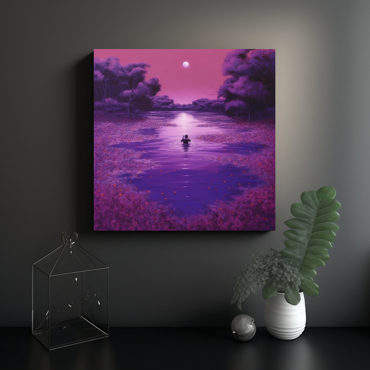 pinturas-de-decoraci-n-de-hombre-nadando-en-estanque-morado-con-tonos-profundos-1