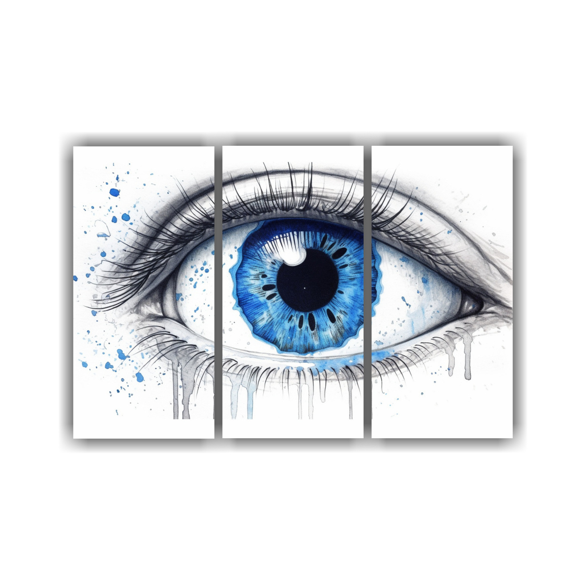 pinturas-de-decoraci-n-juvenil-con-tres-telas-en-bastidor-ojo-azul
