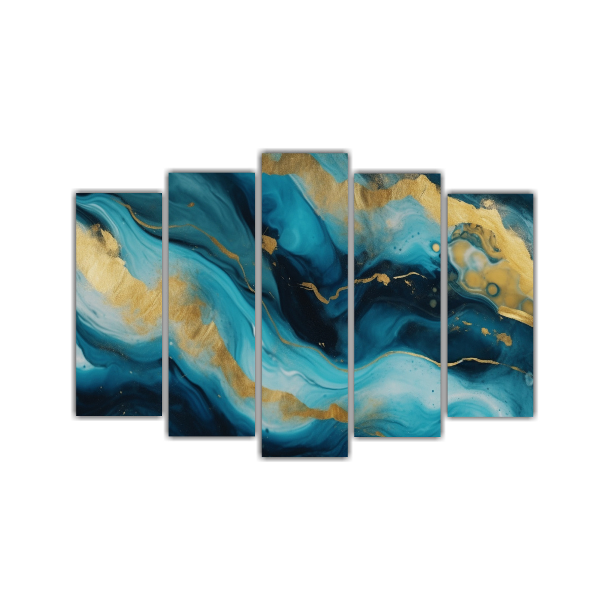 pinturas-decorativas-abstractas-en-tonos-dorados-azules-y-verdes-