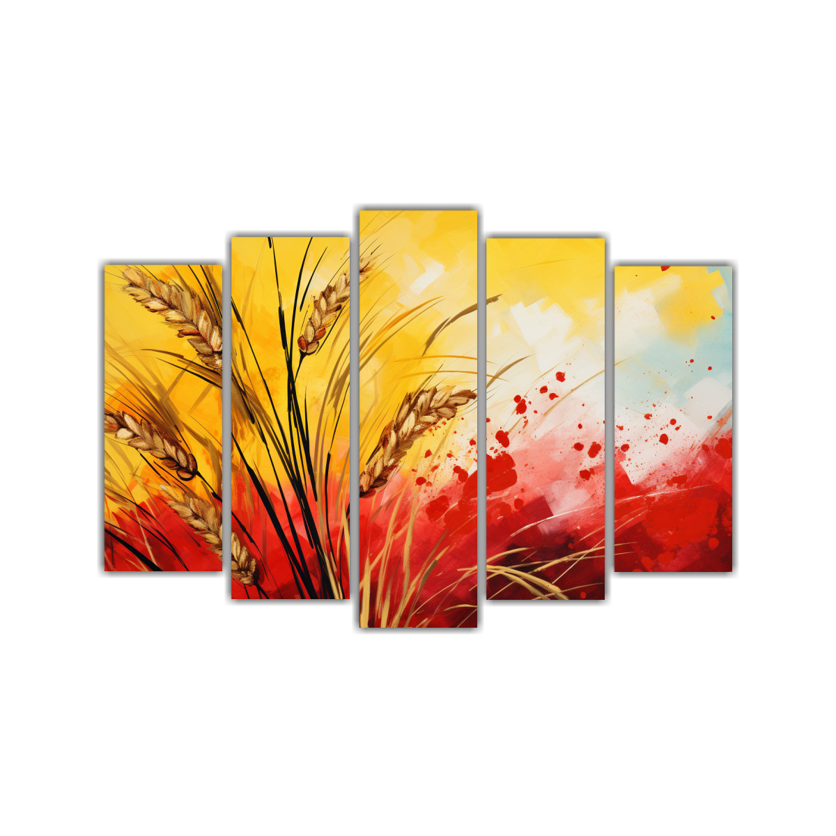 pinturas-decorativas-conceptuales-estrellas-de-centeno-en-amarillo-y-rojo