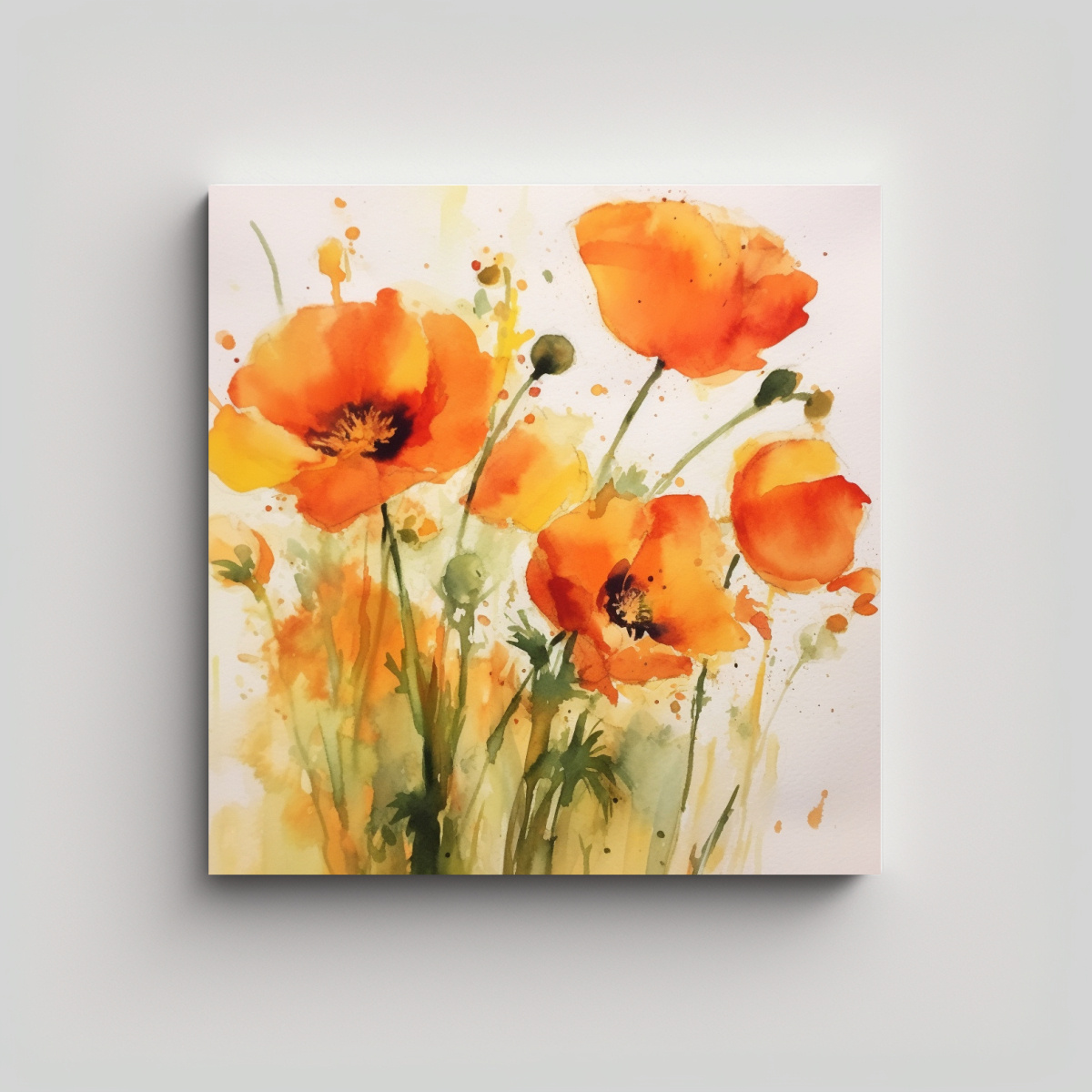 pinturas-decorativas-de-arte-de-pared-con-amapolas-sueltas-naranjas-