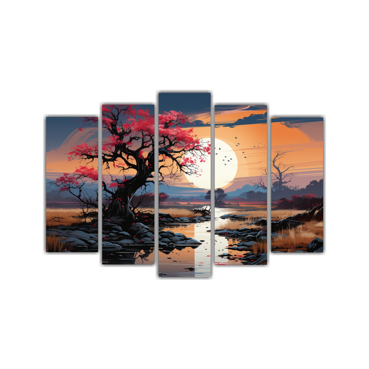 pinturas-decorativas-de-la-sabana-y-el-desierto-en-negro-neonoir