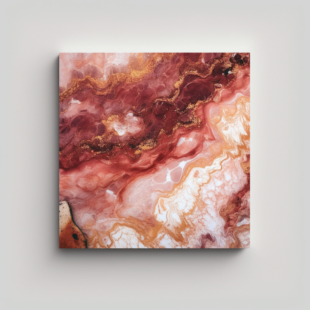 Pinturas Decorativas De Lienzo Con Textura De Mármol Granate.