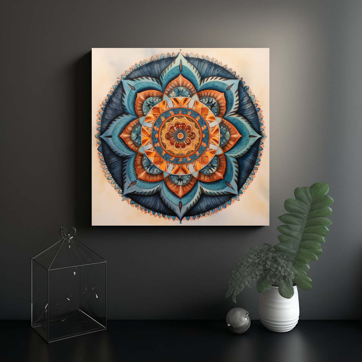 Cuadro Decorativo Simétrico Mandala En Tela De Alta Calidad - DecoCuadros