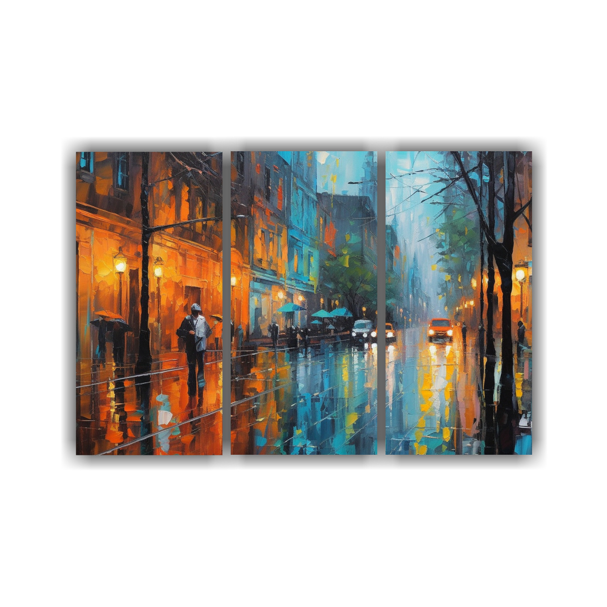 pinturas-decorativas-de-paisajes-urbanos-lluviosos-con-luces-de-calle-y-edificios-