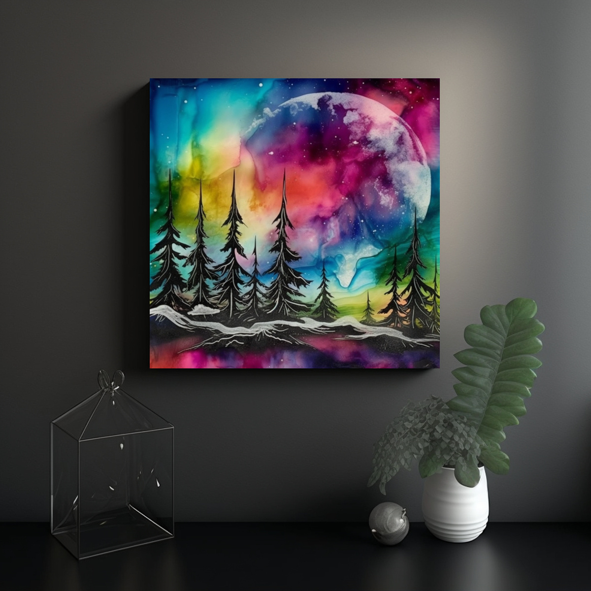 pinturas-decorativas-de-palmeras-y-monta-as-con-tinta-alcohol-northern-lights-1