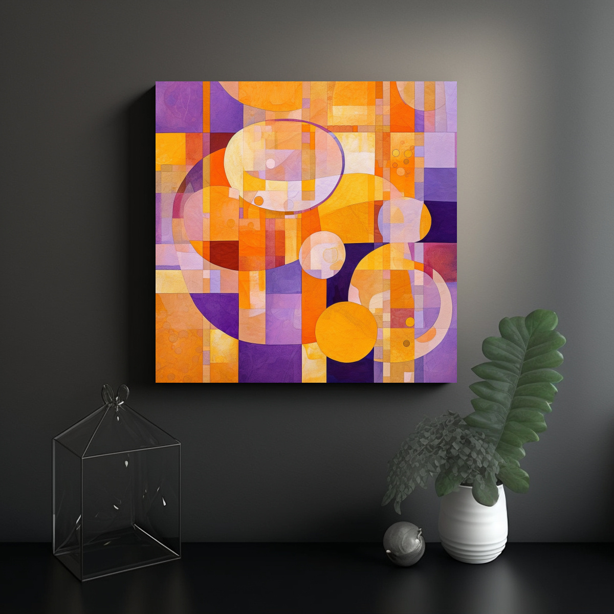 pinturas-decorativas-en-tela-con-dise-o-bohemio-en-formas-modernas-p-rpura-amarillo-y-naranja-1