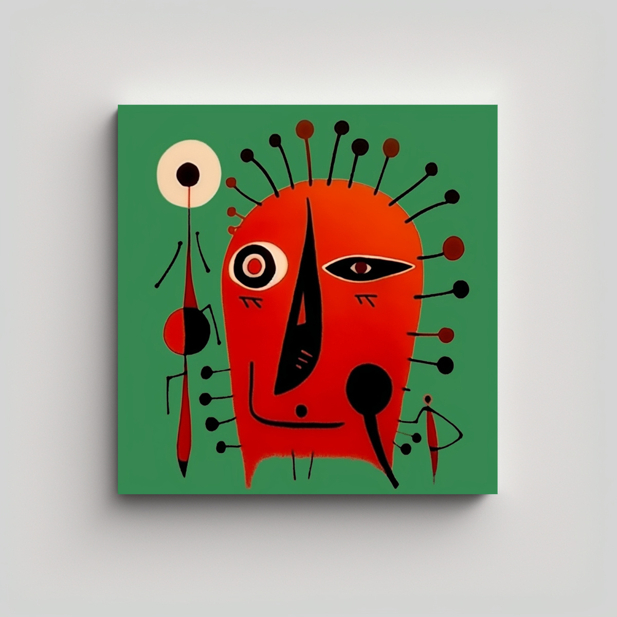 pinturas-decorativas-innovadoras-en-estilo-llorar-feo-rojo-y-verde-miro-y-dali-