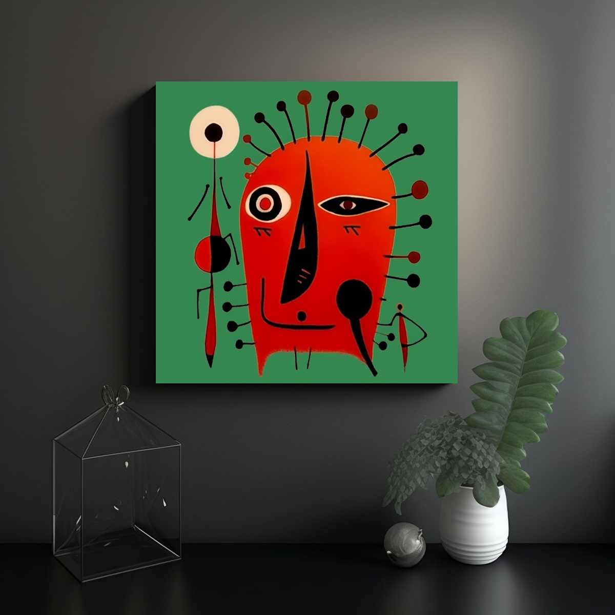 pinturas-decorativas-innovadoras-en-estilo-llorar-feo-rojo-y-verde-miro-y-dali-1-1