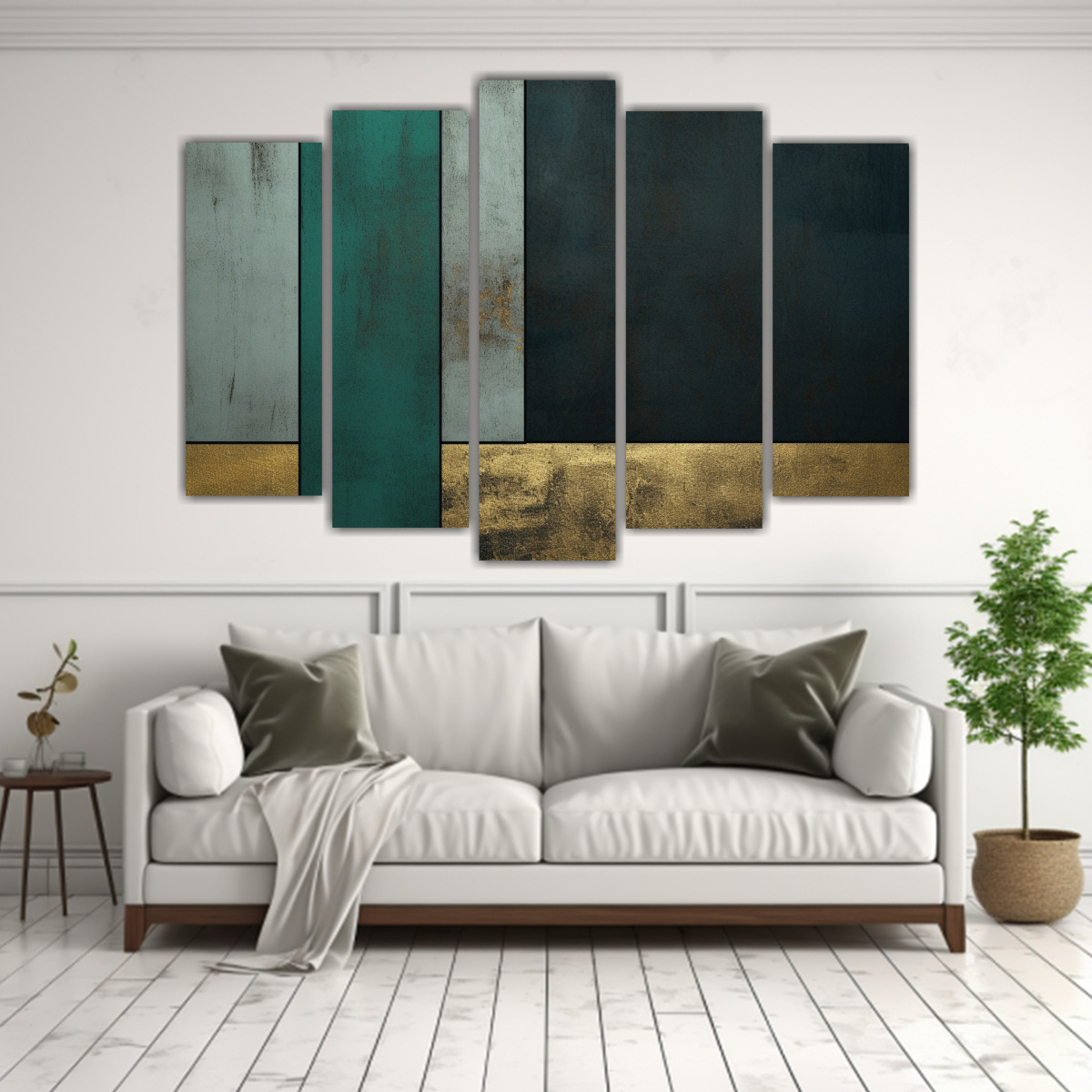 pinturas-decorativas-modernas-en-verde-oscuro-gris-azul-y-negro-1