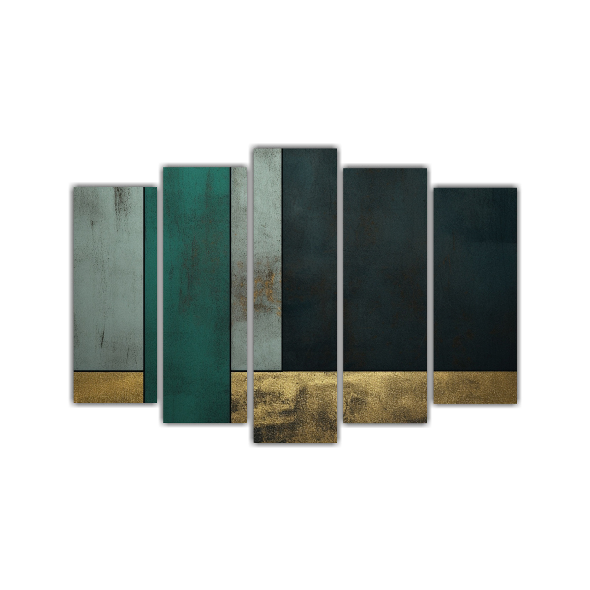 pinturas-decorativas-modernas-en-verde-oscuro-gris-azul-y-negro