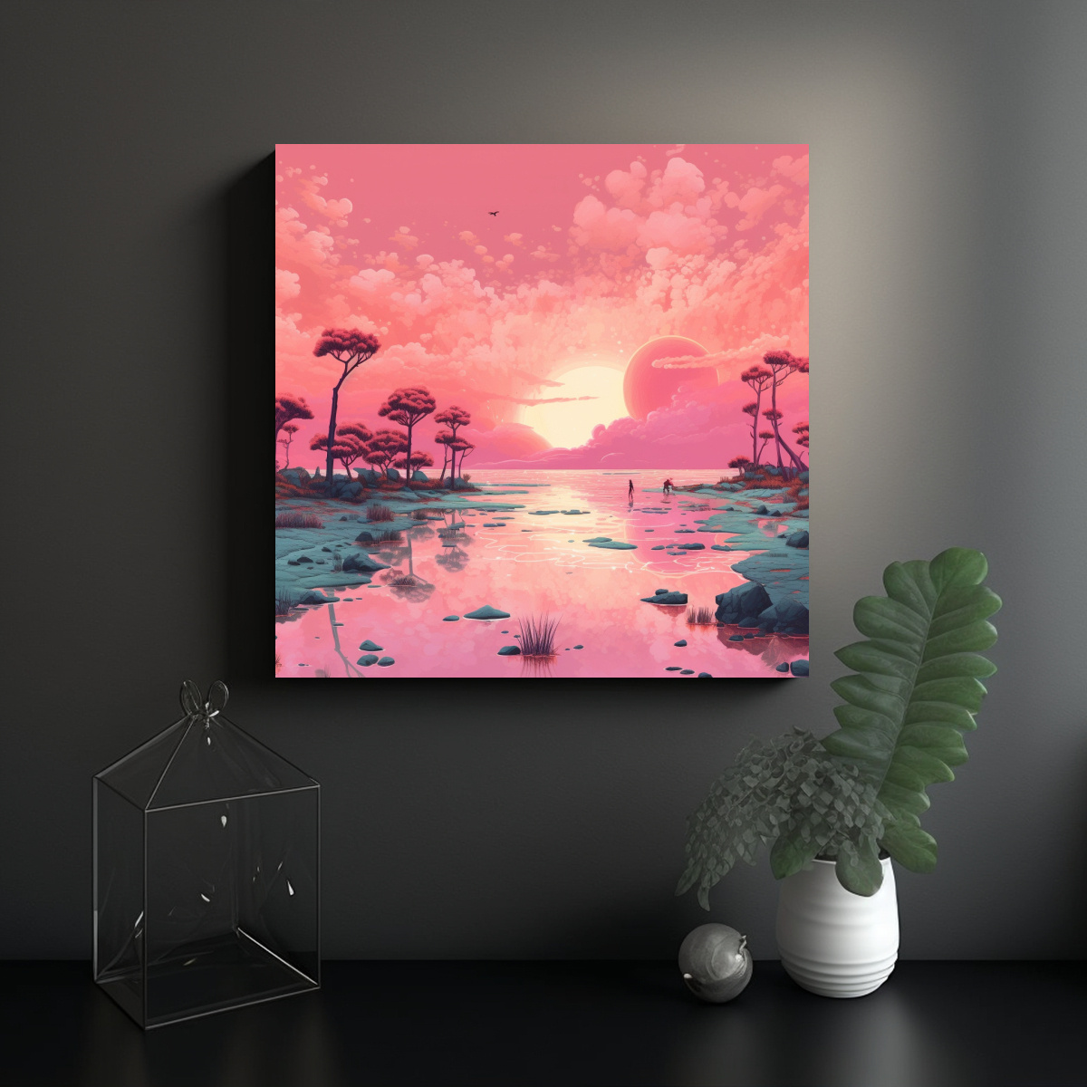 pinturas-decorativas-originales-del-cielo-rosa-1