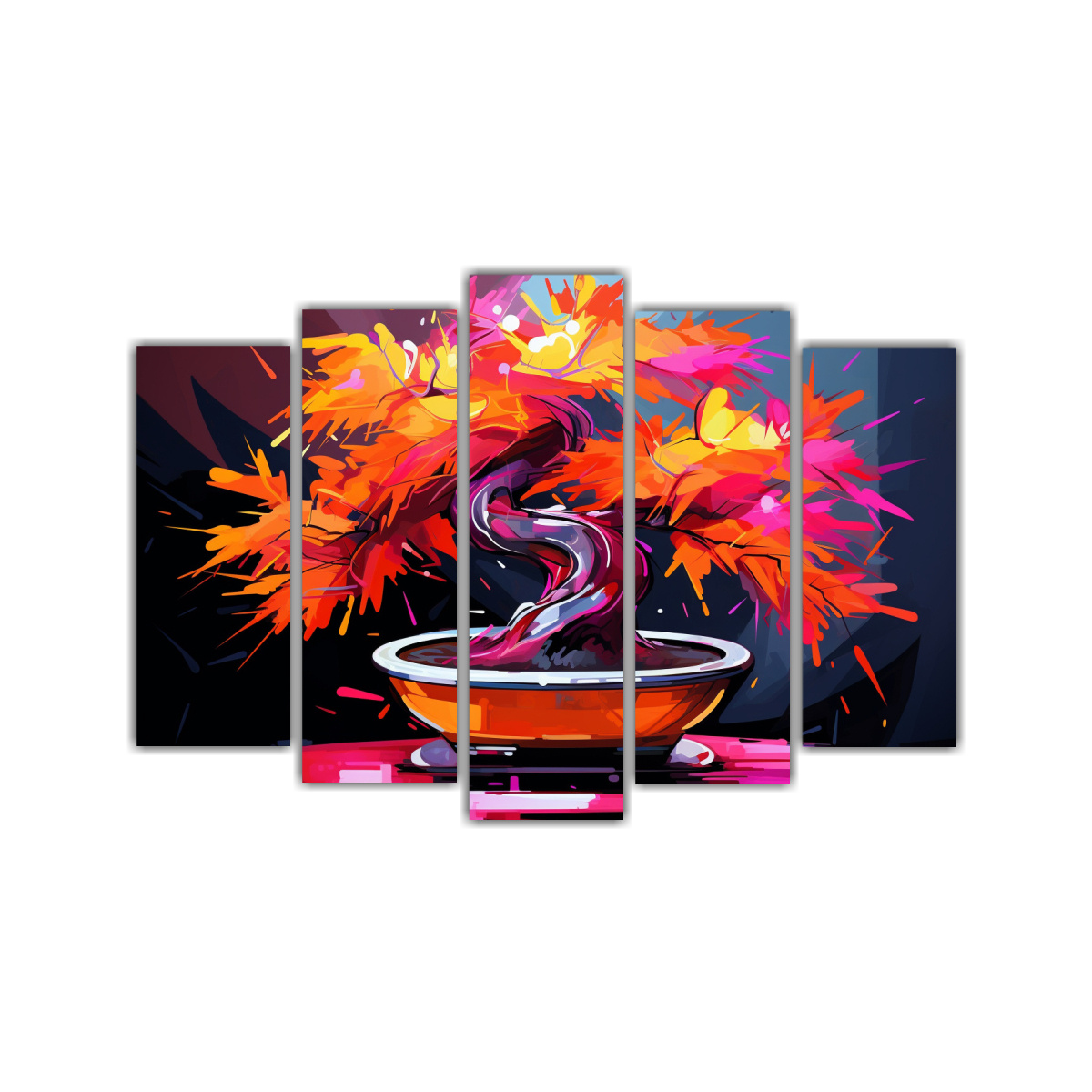 pinturas-en-bastidor-composici-n-equilibrada-de-cinco-telas-en-movimiento