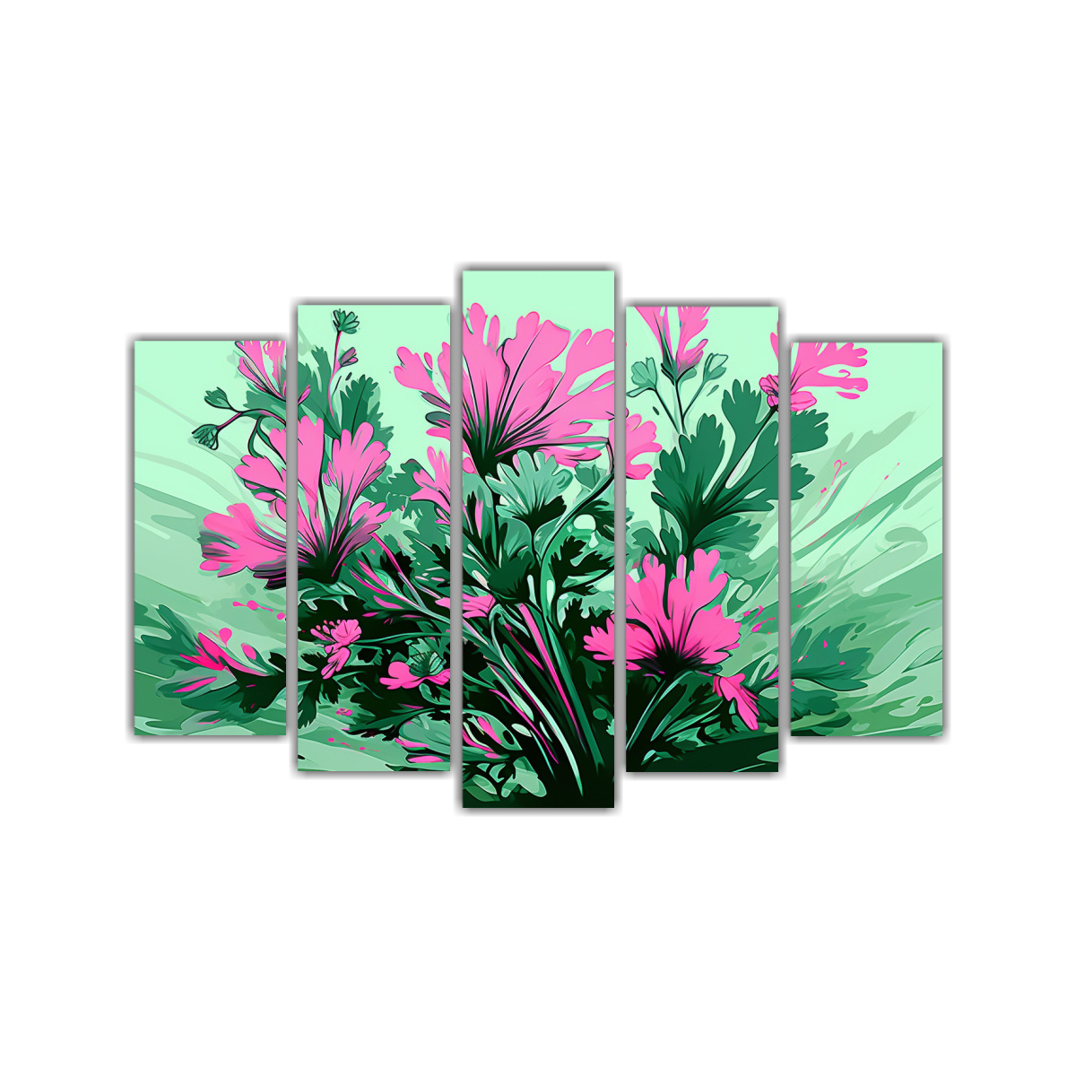 pinturas-modernas-de-las-bellas-artes-composici-n-din-mica-de-cilantro-en-colores-verde-y-rosa