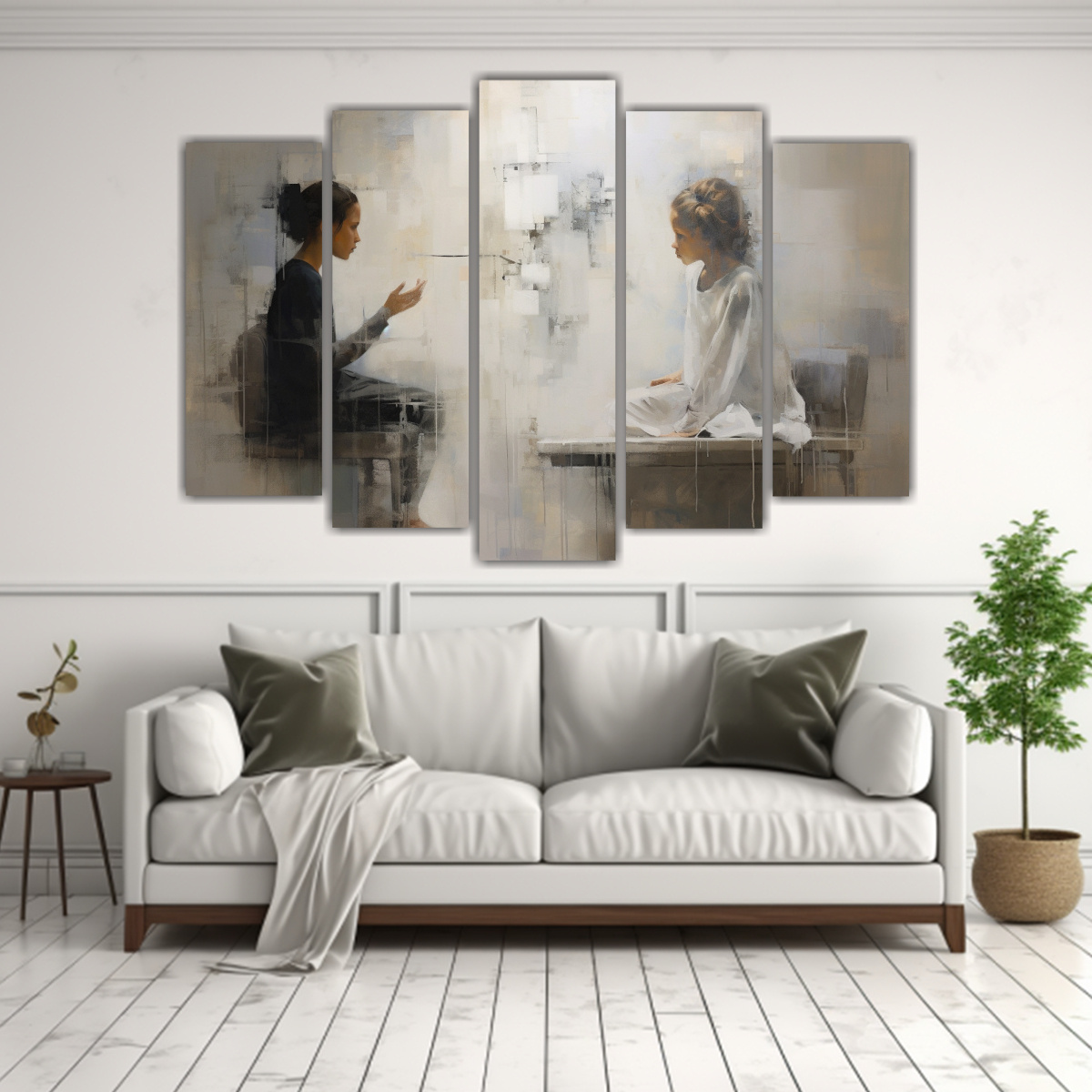 psicoterapia-para-ni-a-con-terapeuta-pinturas-de-decoraci-n-de-bellas-artes-1