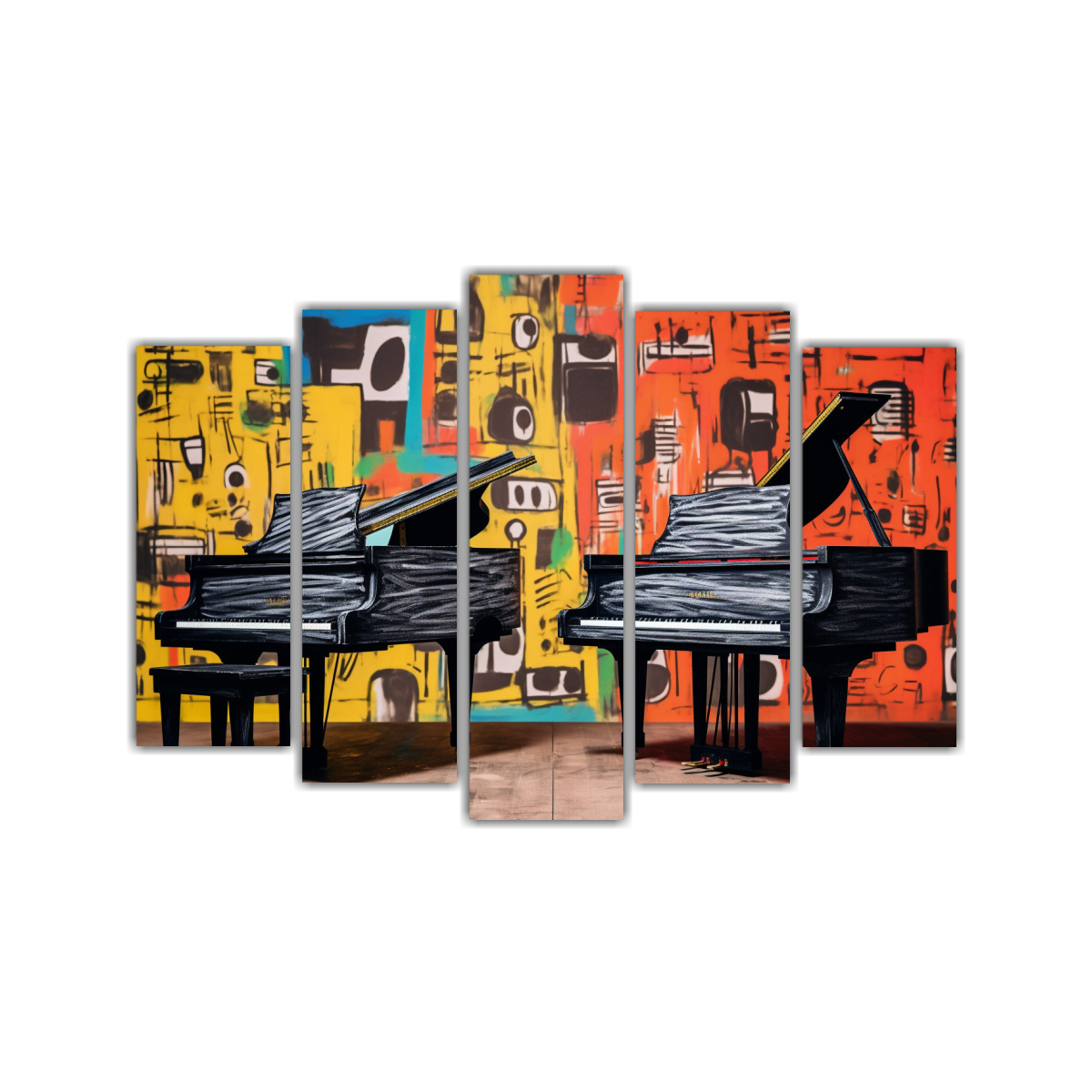 set-5-cuadros-pared-arte-galer-a-estilo-haring-condo-basquiat