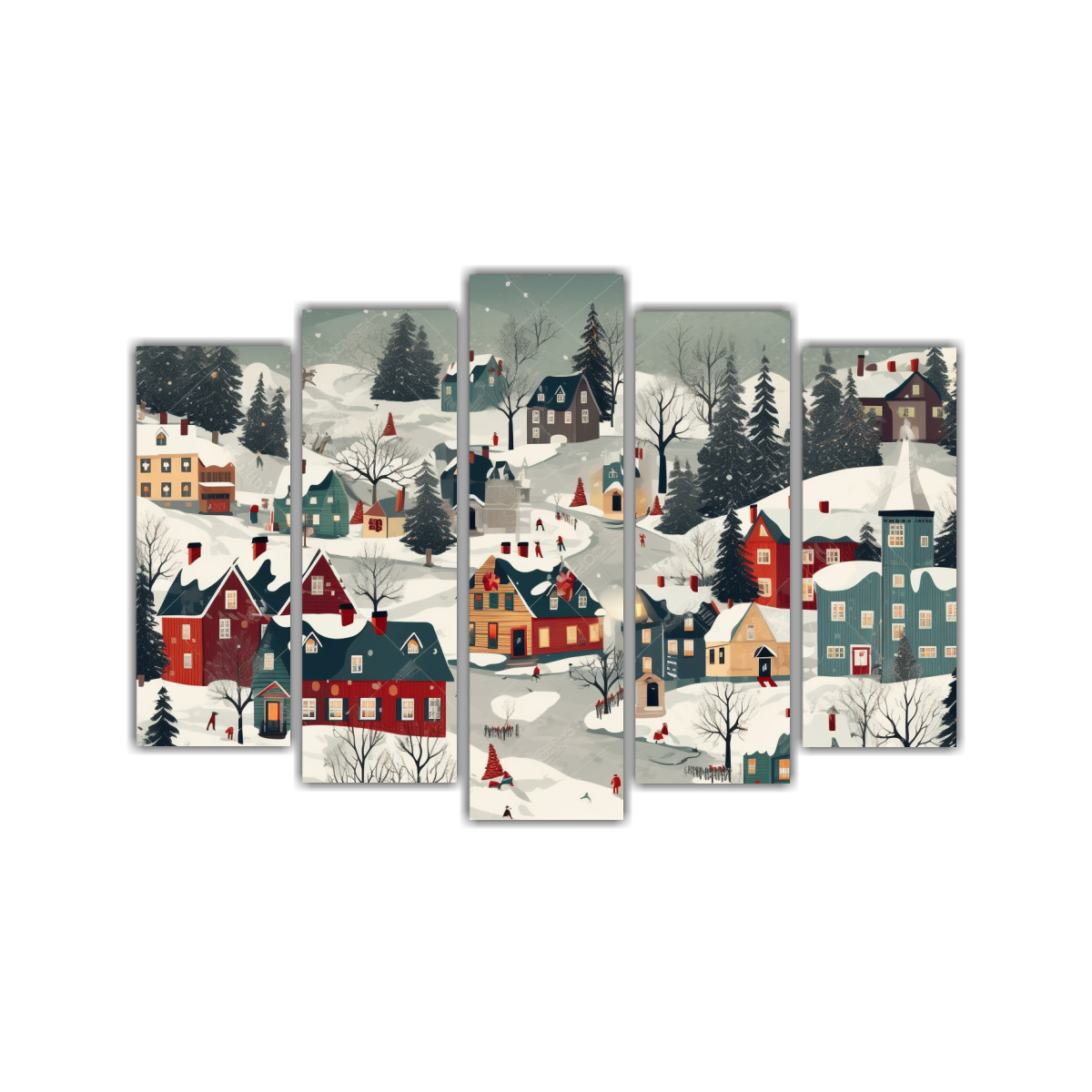 venta-de-5-lienzos-de-tela-de-arte-callejero-americano-en-pueblo-nevado-decoraci-n-de-lienzo-