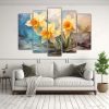 venta-de-cinco-cuadros-abstractos-de-flores-narcisos-amarillos-y-naranjas-1-1