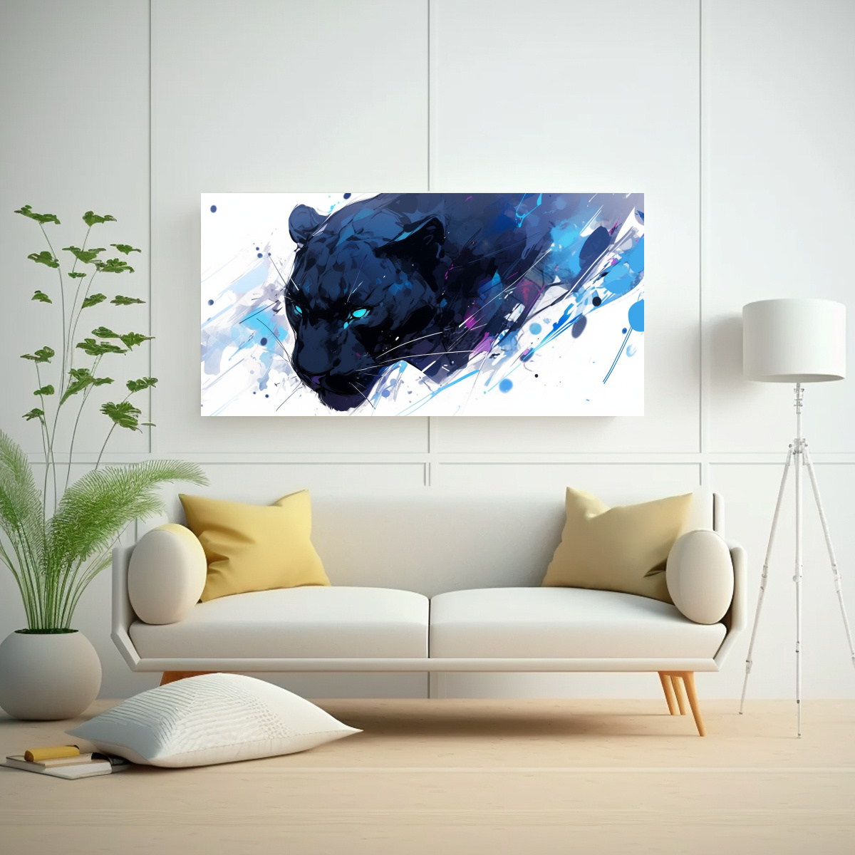arte-de-pared-panther-en-colores-negro-y-azul-estilo-neo-pop-1