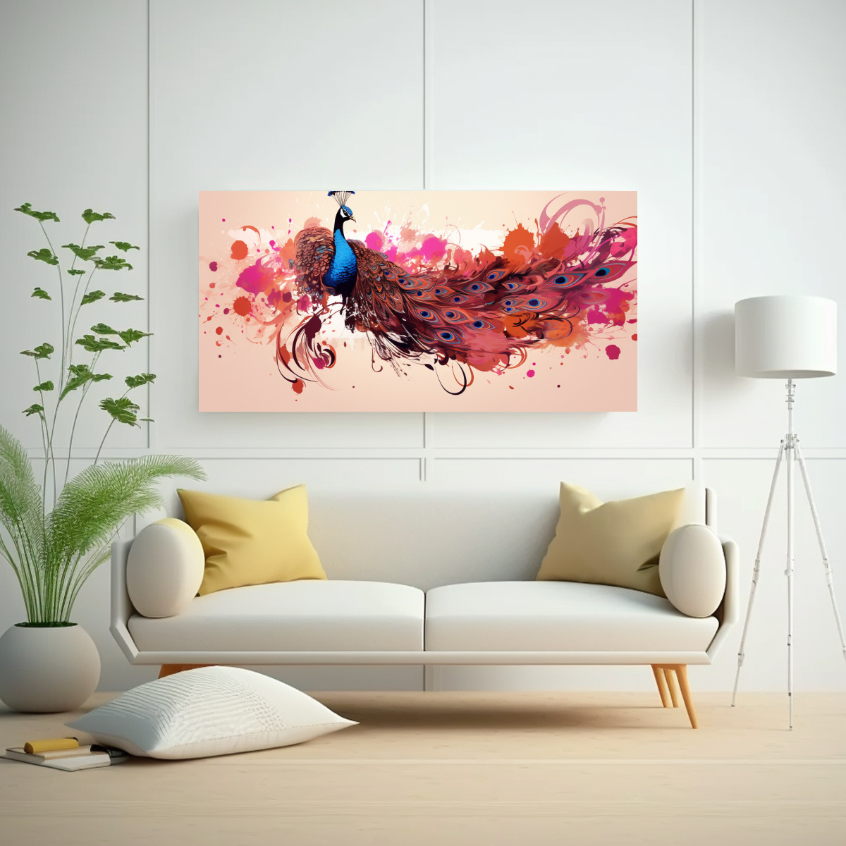 arte-de-pared-peacock-en-colores-marr-n-y-rosa-estilo-neo-pop-1-1