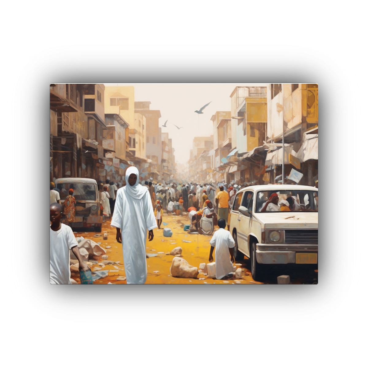 arte-en-lienzo-inspirado-por-aida-muluneh-abstracci-n-de-una-concurrida-calle-polvorienta