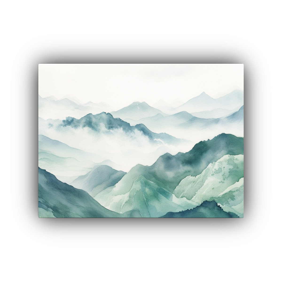 Bastidor De Madera Para Acuarela En Tonos Azul Verde Y Blanco