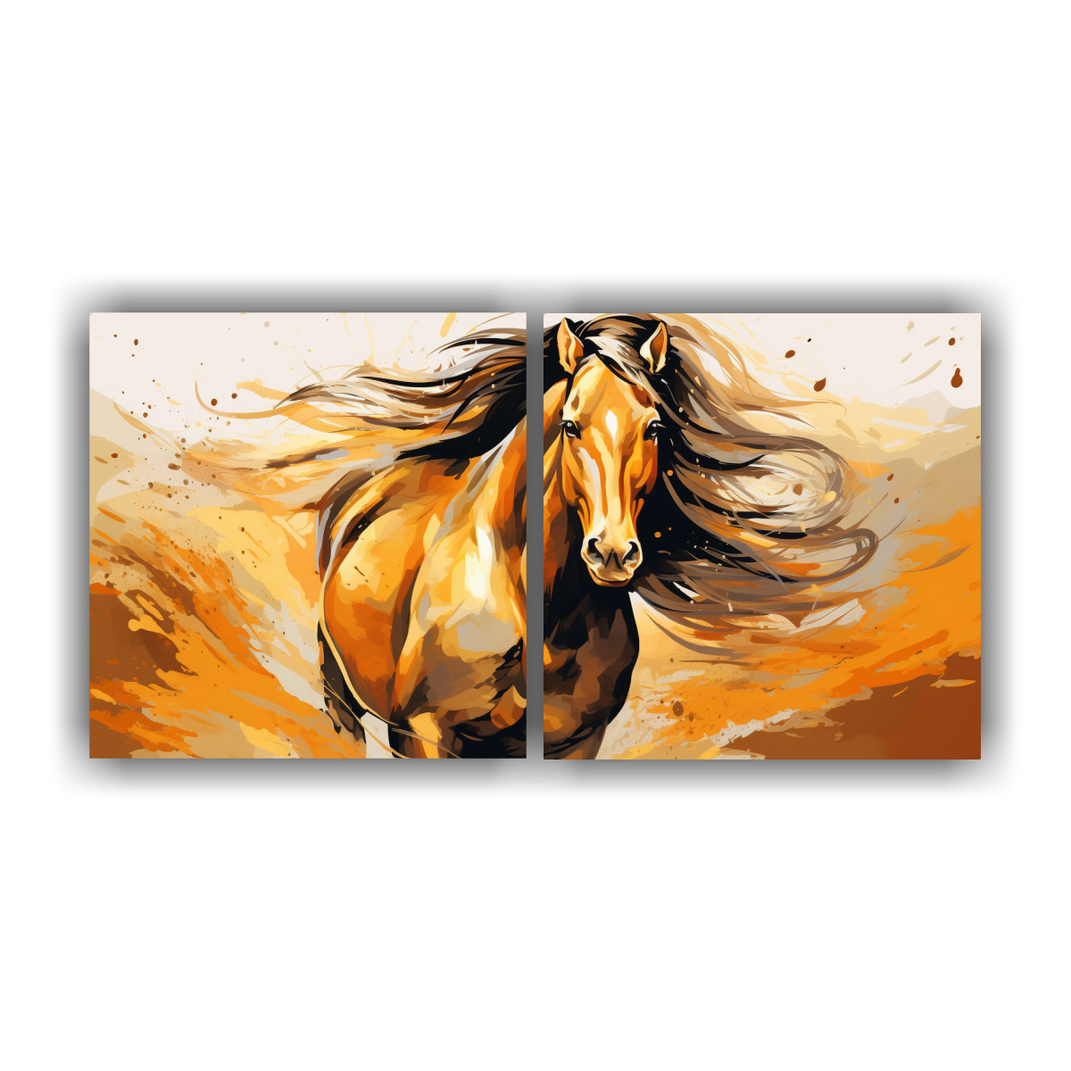Caballo Clydesdale En Colores Dorados Arte Pop Neo En Decoración.