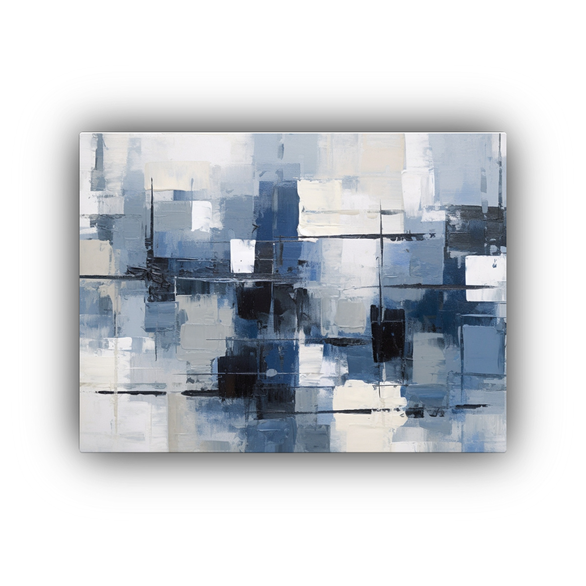 cuadro-abstracto-azul-y-blanco-con-marco-negro-para-decoraci-n-