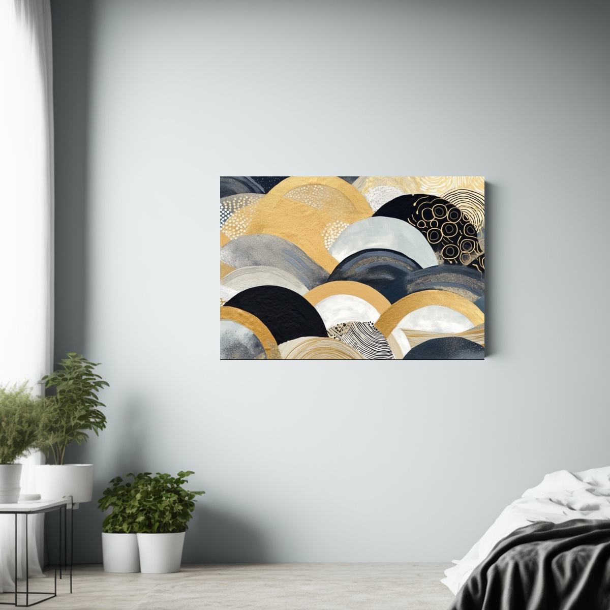 cuadro-abstracto-con-l-neas-doradas-y-negras-sobre-beige-1