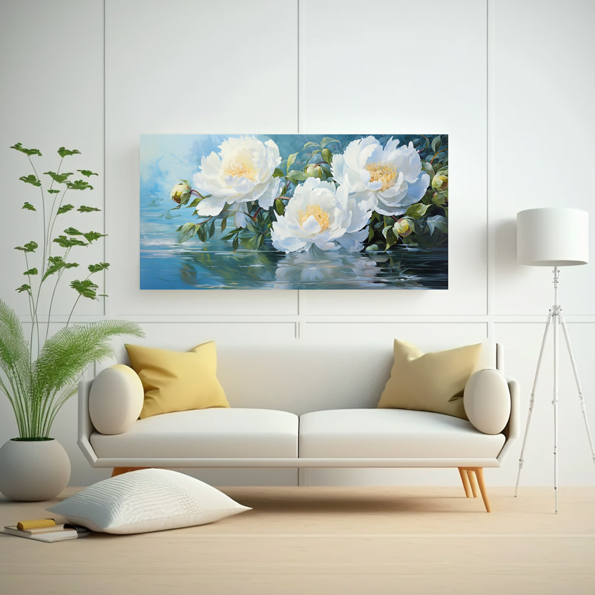 cuadro-abstracto-de-flores-peon-as-en-colores-blanco-y-turquesa-1
