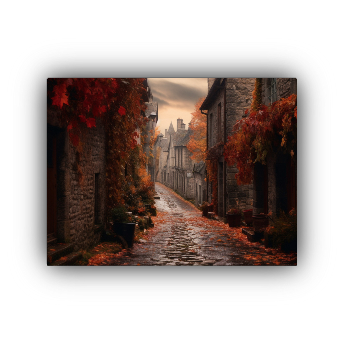 cuadro-abstracto-de-pueblo-medieval-en-callej-n-estrecho