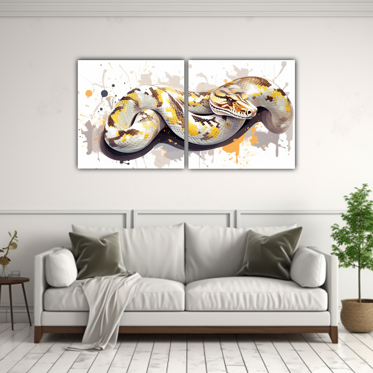 cuadro-abstracto-decorativo-de-serpiente-pit-n-en-blanco-y-dorado-1