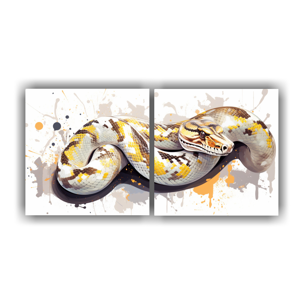 cuadro-abstracto-decorativo-de-serpiente-pit-n-en-blanco-y-dorado