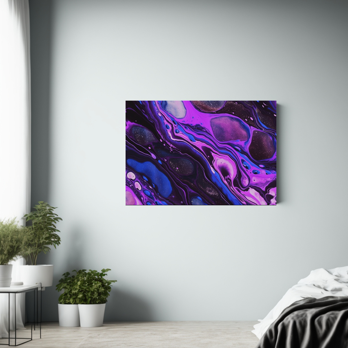 cuadro-abstracto-rectangular-en-negro-y-p-rpura-con-remolino-estilo-pintura-vertida-1