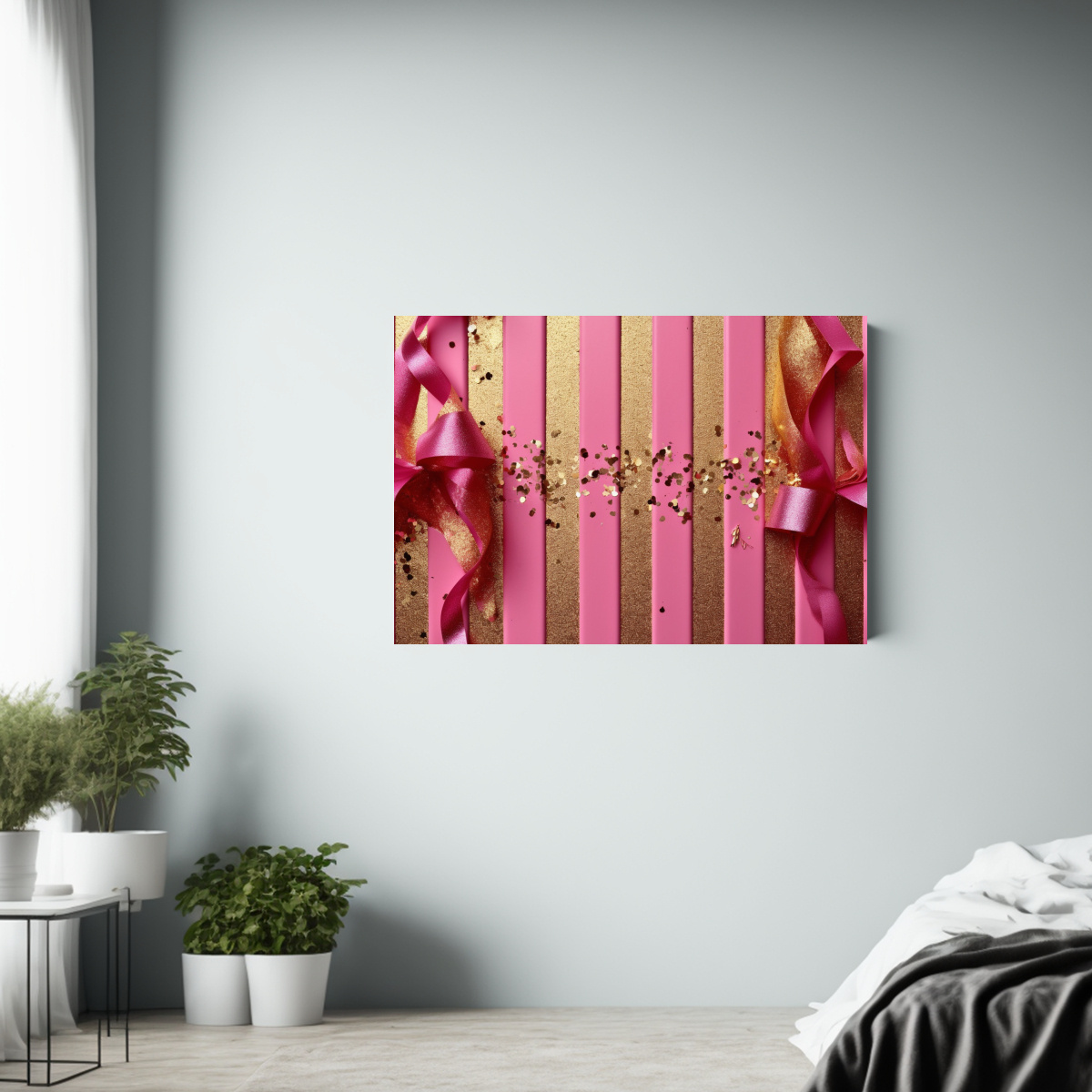 cuadro-abstracto-rosa-sobre-fondo-rayas-doradas-con-brillo-arte-pared-1